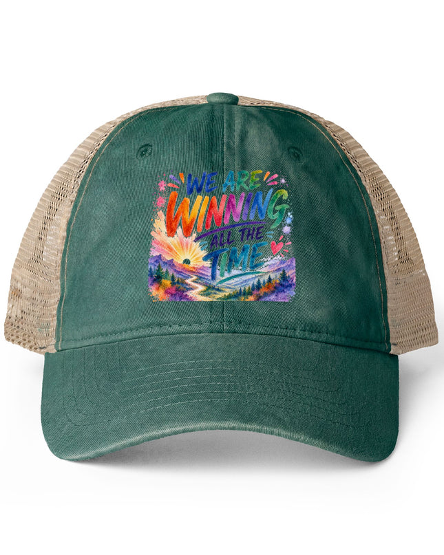 "We are Winning all the Time" Women's Washed Mesh-Back Cap