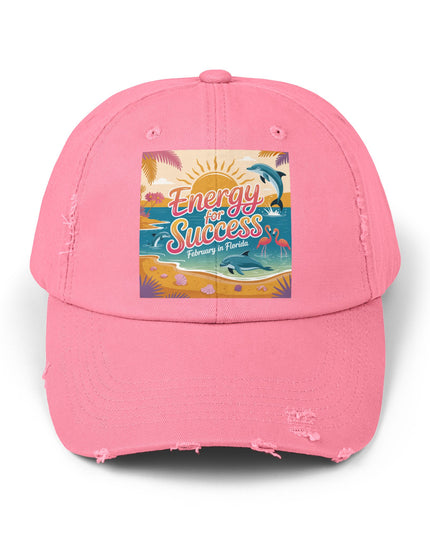 "February in Florida, Energy for Success" Unisex Distressed Cap
