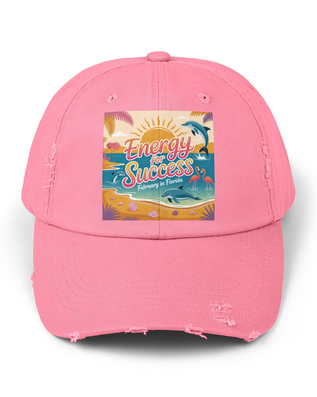 "February in Florida, Energy for Success" Unisex Distressed Cap