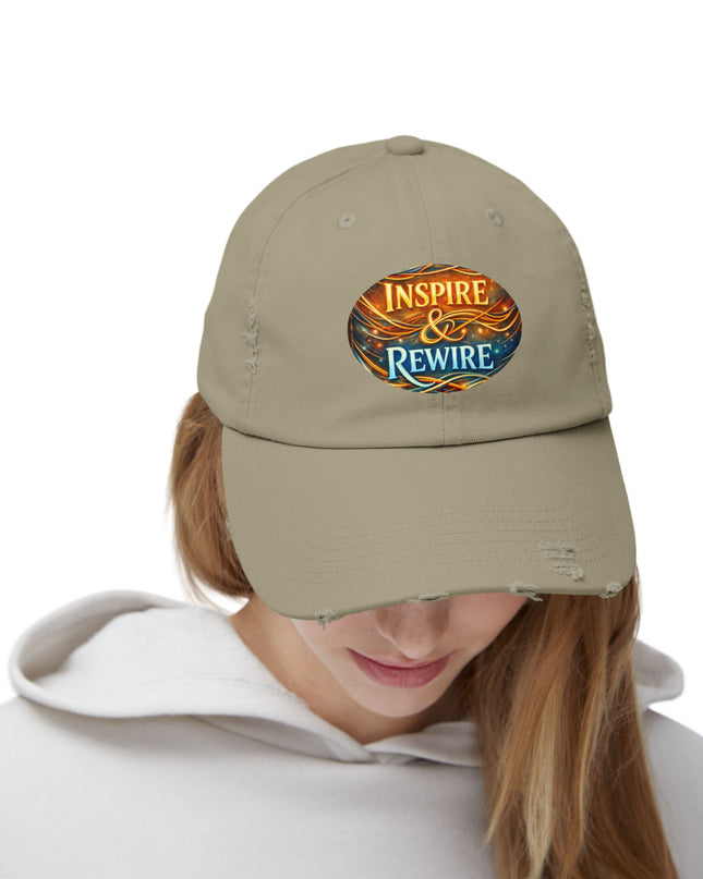 "Inspire and Rewire" Unisex Distressed Cap