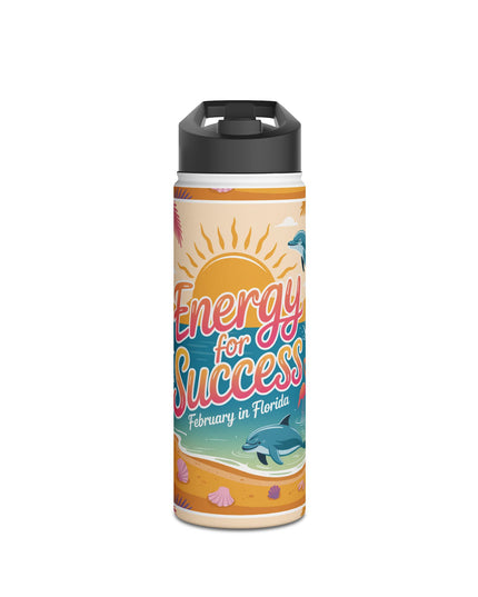 "February in Florida, Energy for Success" Stainless Steel Water Bottle, Standard Lid