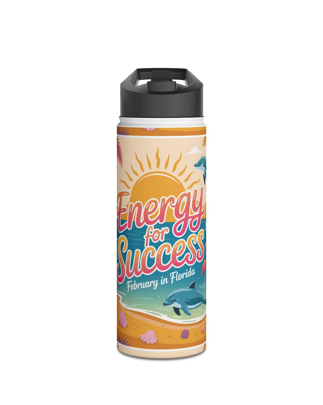 "February in Florida, Energy for Success" Stainless Steel Water Bottle, Standard Lid