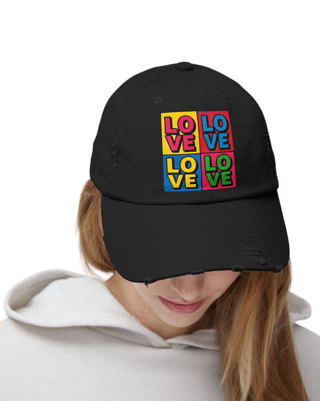"Love (Andy Warhol style)"Unisex Distressed Cap