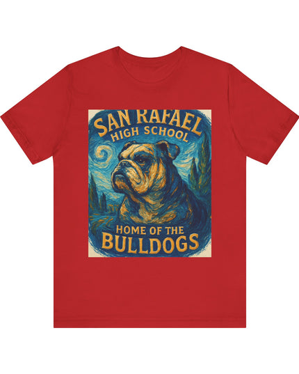 "San Rafael High School Home of the Bulldogs Vincent Van Gogh Style" Unisex Jersey Short Sleeve Tee