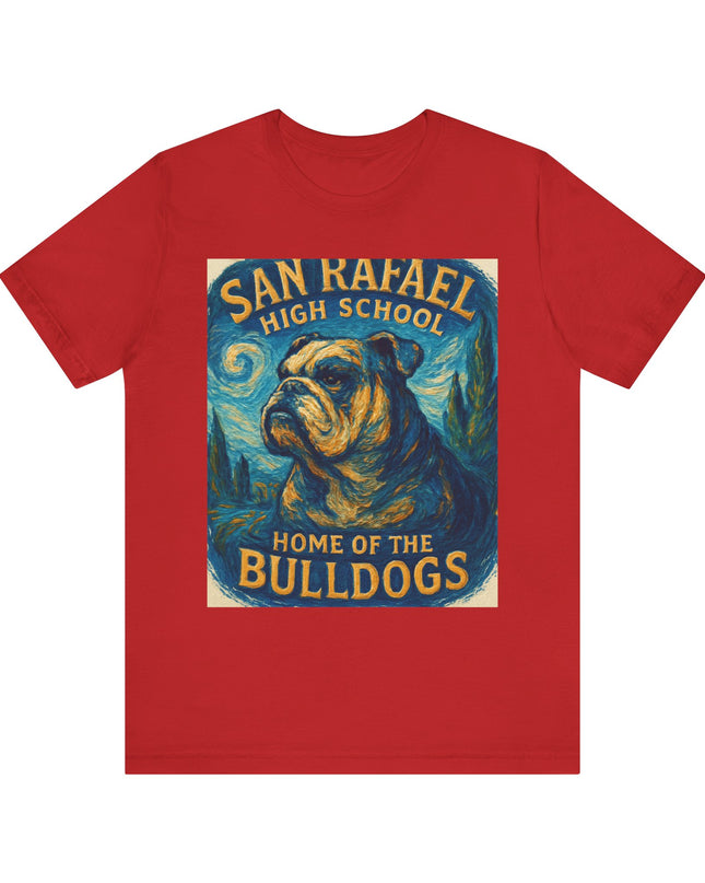 "San Rafael High School Home of the Bulldogs Vincent Van Gogh Style" Unisex Jersey Short Sleeve Tee