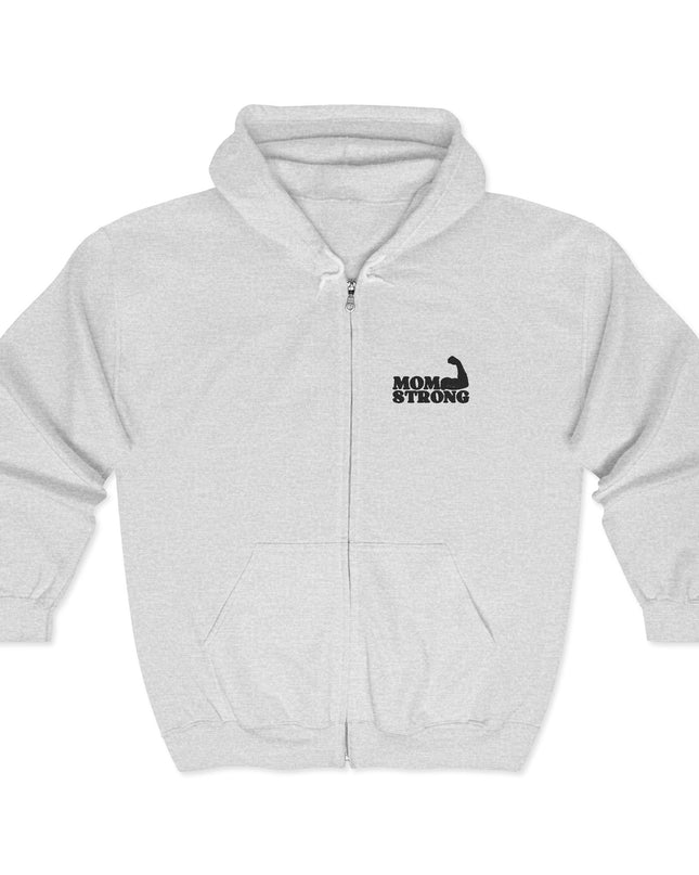 "Mom Strong (Black embroidery) " Unisex Heavy Blend Full Zip Hooded Sweatshirt