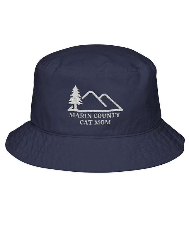 "Marin County Cat Mom" Bucket Hat (White Embroidery)