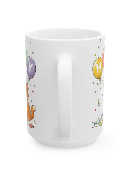 "Happy Birthday - Cat Popped the Balloons" Ceramic Mug, (11oz, 15oz)