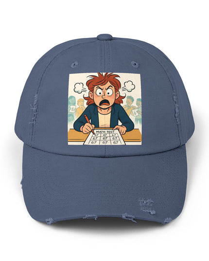 "67 with a Frustrated Math Teacher" - Unisex Distressed Cap