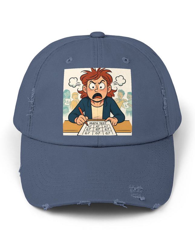 "67 with a Frustrated Math Teacher" - Unisex Distressed Cap
