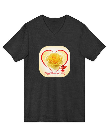 "Happy Valentine's Day" Unisex Jersey Short Sleeve V-Neck Tee