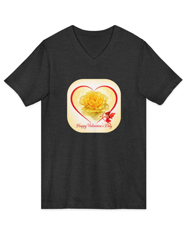 "Happy Valentine's Day" Unisex Jersey Short Sleeve V-Neck Tee
