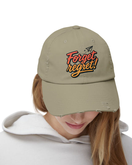 "Forget regret" Unisex Distressed Cap