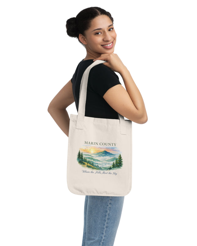 "Marin County, Where the Hills Meet the Sky" Organic Canvas Tote Bag