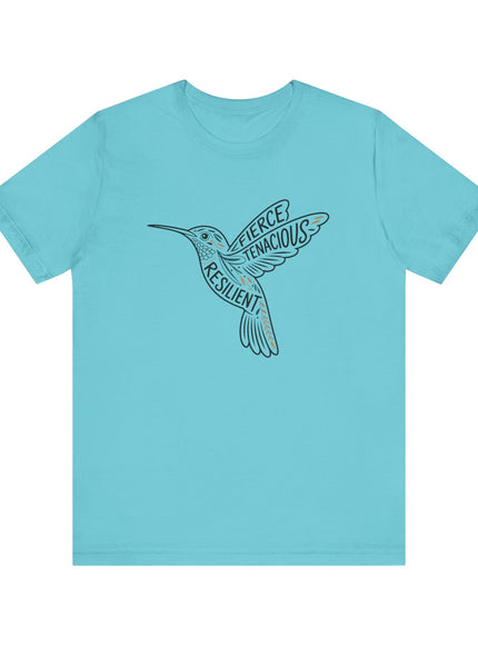 "Hummingbird with words in it" Unisex Jersey Short Sleeve Tee