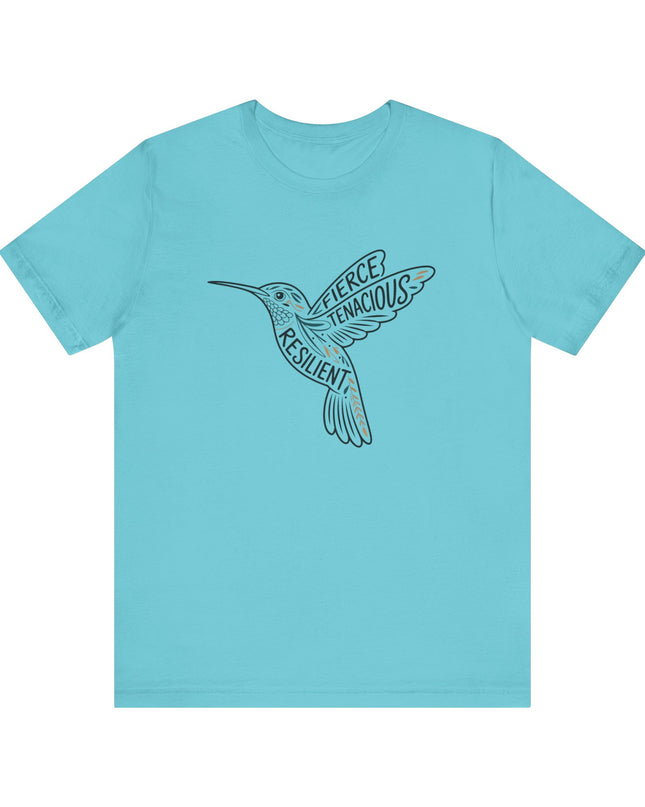 "Hummingbird with words in it" Unisex Jersey Short Sleeve Tee