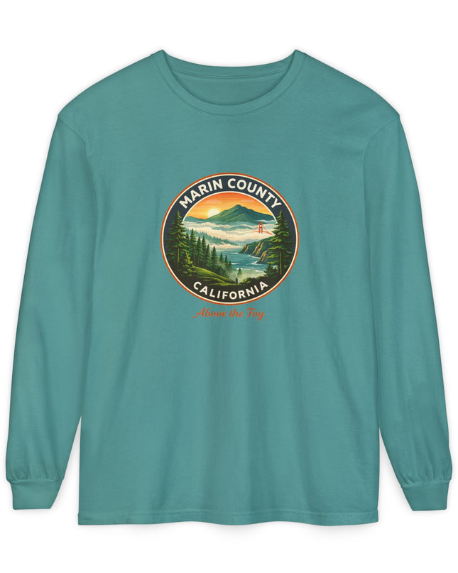 "Marin County, Above the Fog" Unisex Garment-dyed Long Sleeve T-Shirt