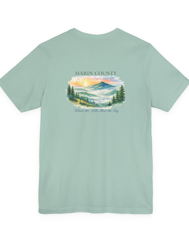 "Marin County, Where the Hills Meet the Sky" Unisex Jersey Short Sleeve Tee