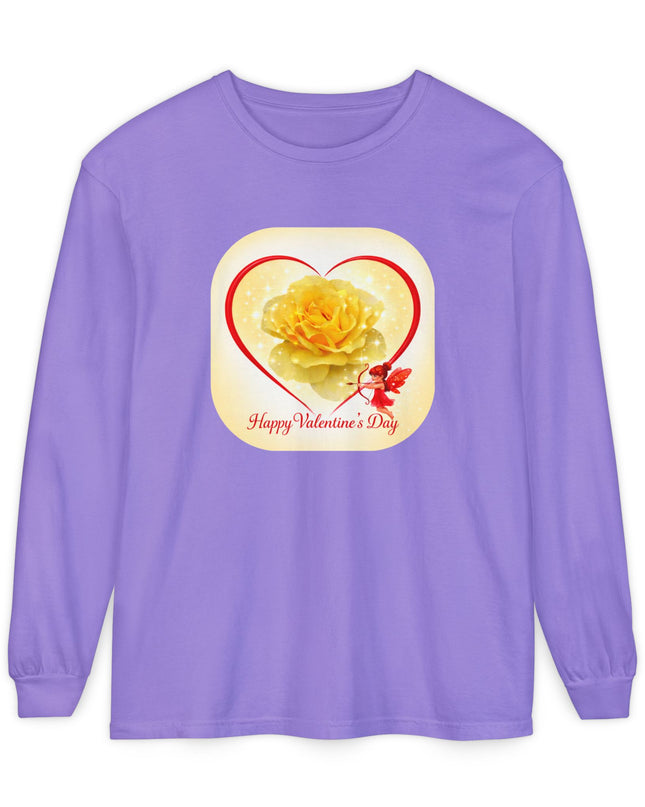 "Happy Valentine's Day" Unisex Garment-dyed Long Sleeve T-Shirt