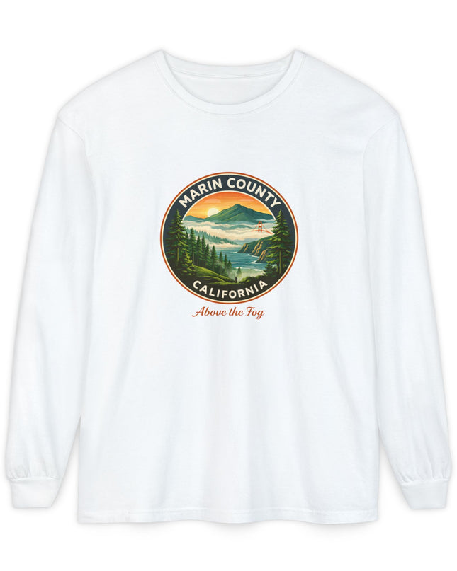 "Marin County, Above the Fog" Unisex Garment-dyed Long Sleeve T-Shirt