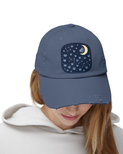 "Dog in the constellations" Unisex Distressed Cap