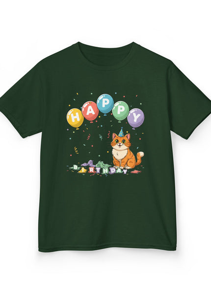 "Happy Birthday - Cat Popped the Balloons" Kids Heavy Cotton Tee
