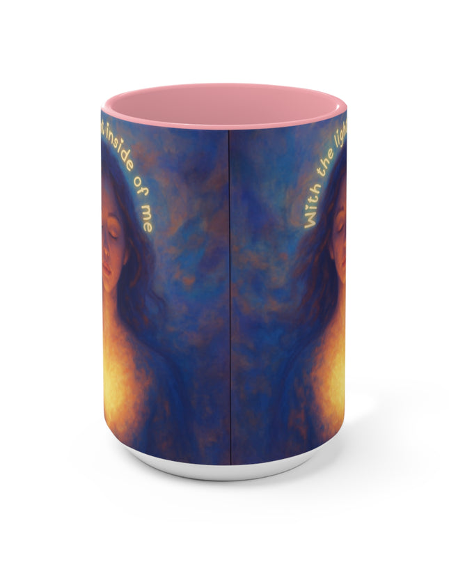 "With the Light Inside of Me" Accent Mugs