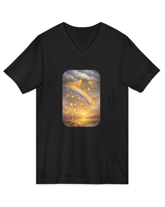 "When It Rains, It Shines" Unisex Jersey Short Sleeve V-Neck Tee
