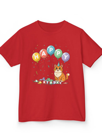 "Happy Birthday - Cat Popped the Balloons" Kids Heavy Cotton Tee