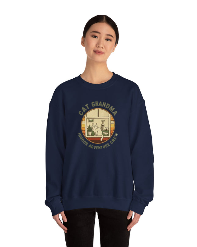 "Cat Grandma Indoor Adventure Crew" Unisex Adult Crewneck Sweatshirt