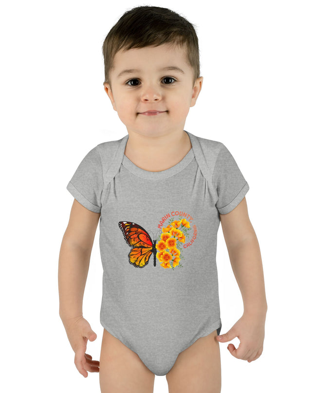 "Butterflies and Poppies Marin County, California" Infant Baby Rib Bodysuit
