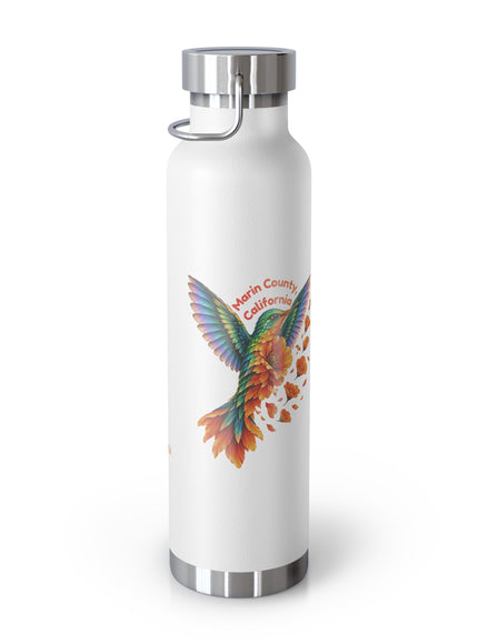 "Hummingbird and Poppies" Copper Vacuum Insulated Bottle, 22oz