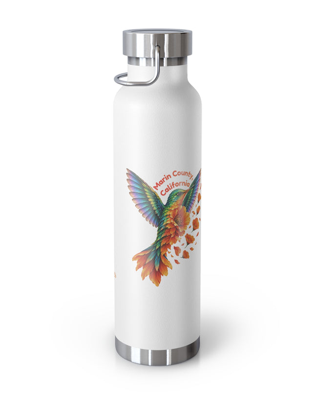 "Hummingbird and Poppies" Copper Vacuum Insulated Bottle, 22oz