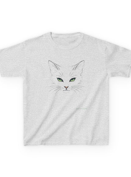 "Cat Face Sketch" Kids Heavy Cotton Tee
