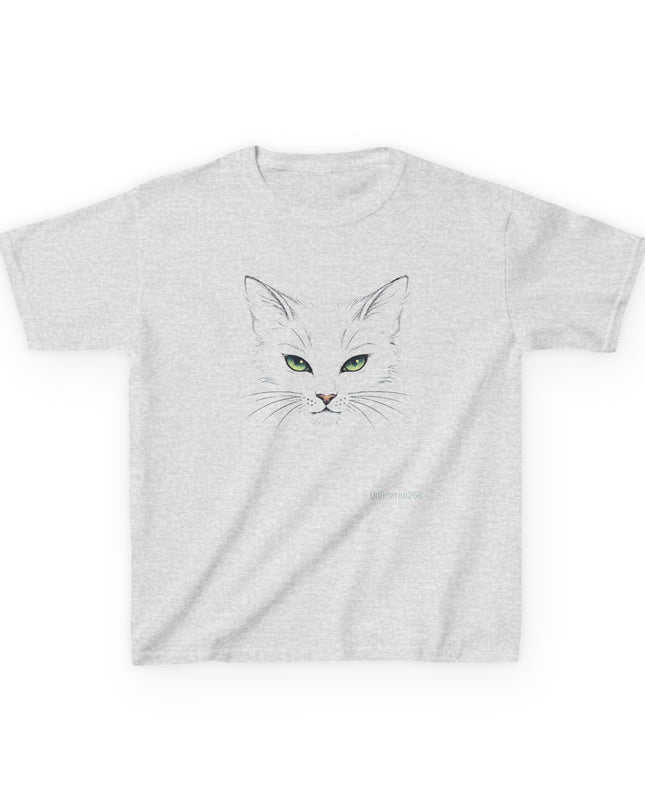 "Cat Face Sketch" Kids Heavy Cotton Tee