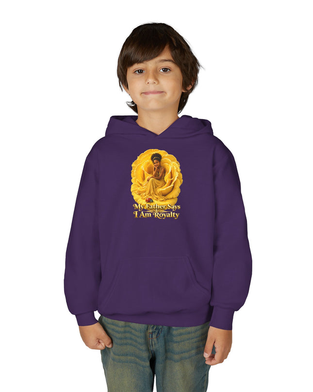 "My Father Says I am Royalty" Youth Heavy Blend Hooded Sweatshirt