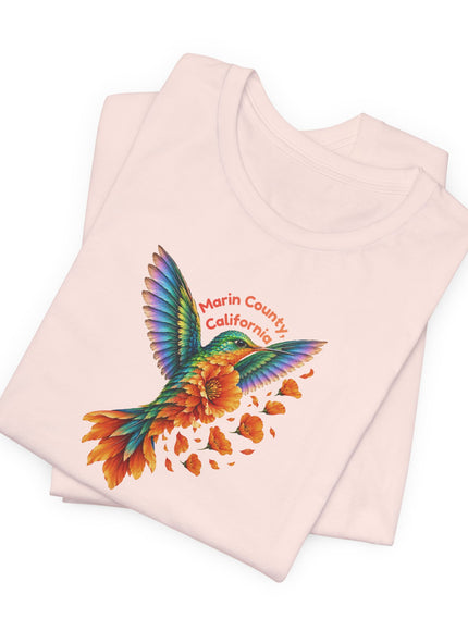 "Hummingbird and Poppies" Unisex Jersey Short Sleeve Tee