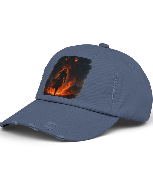 "Eye of the tiger, walking through fire" Unisex Distressed Cap