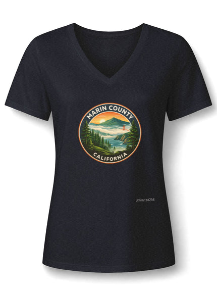 "Marin County, Above the Fog - no text" Women’s Relaxed Heather CVC V-Neck Tee