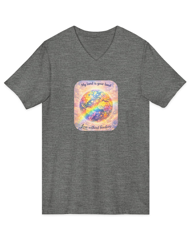 "My Land is Your Land" Unisex Jersey Short Sleeve V-Neck Tee