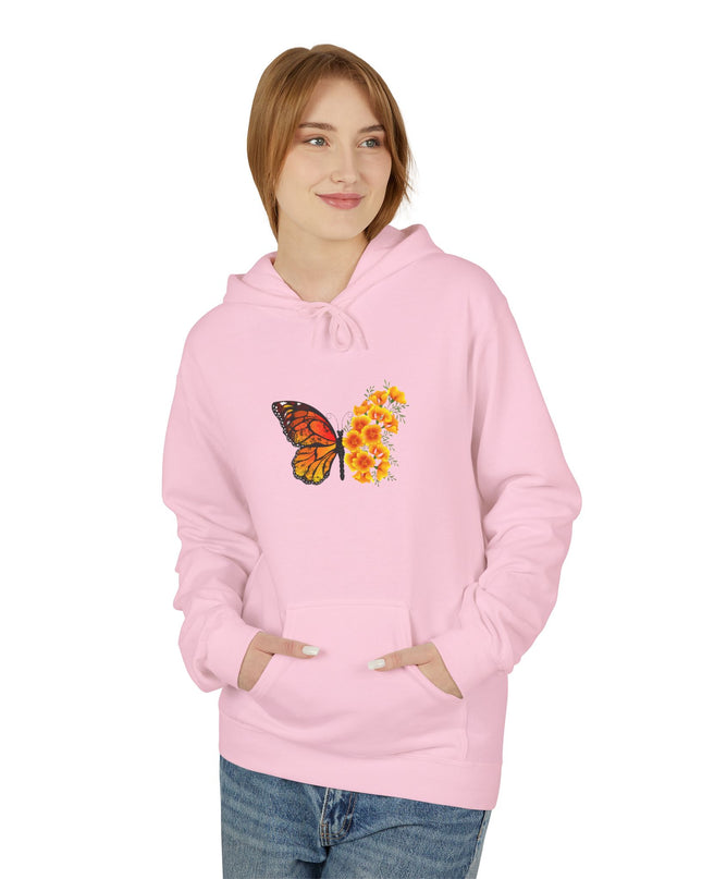 "Butterfly Poppies" (Ink front and back) Unisex Midweight Softstyle Fleece Hoodie