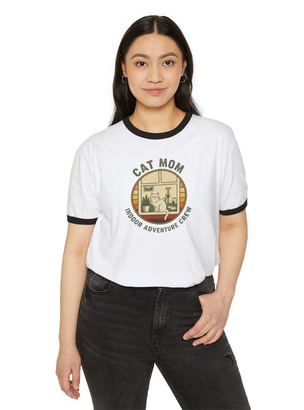 "Cat Mom" Unisex Cotton Ringer T-Shirt