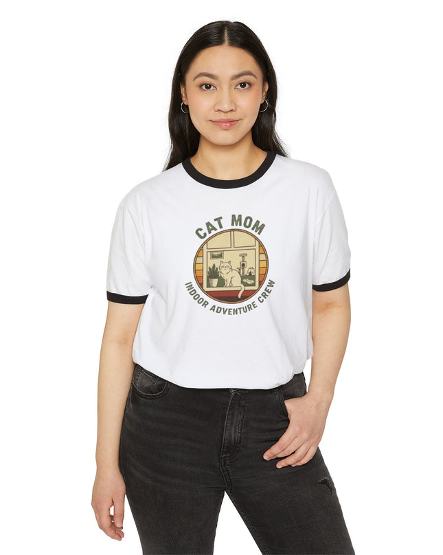 "Cat Mom" Unisex Cotton Ringer T-Shirt