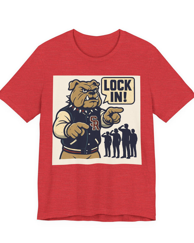 "The Fierce San Rafael High School Bulldog says Lock in!" Unisex Jersey Short Sleeve Tee