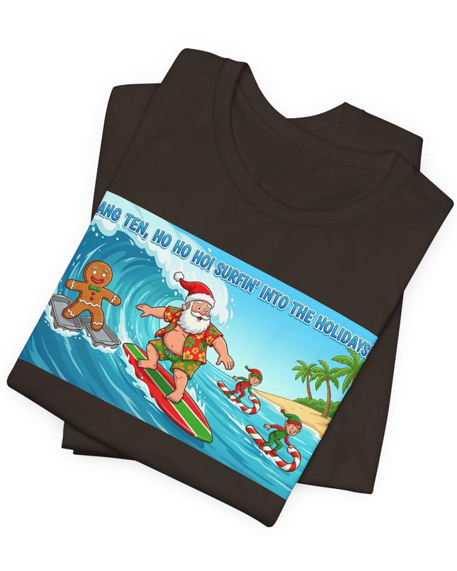 "Surfing into the Holidays" Unisex Jersey Short Sleeve Tee