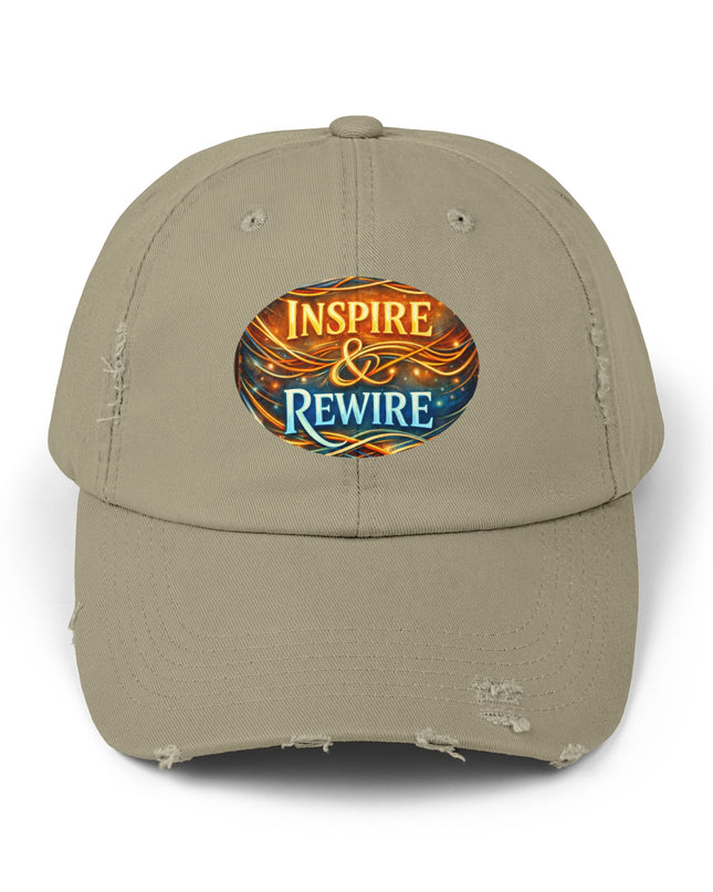 "Inspire and Rewire" Unisex Distressed Cap