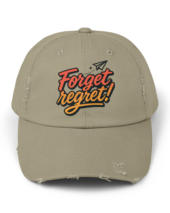 "Forget regret" Unisex Distressed Cap