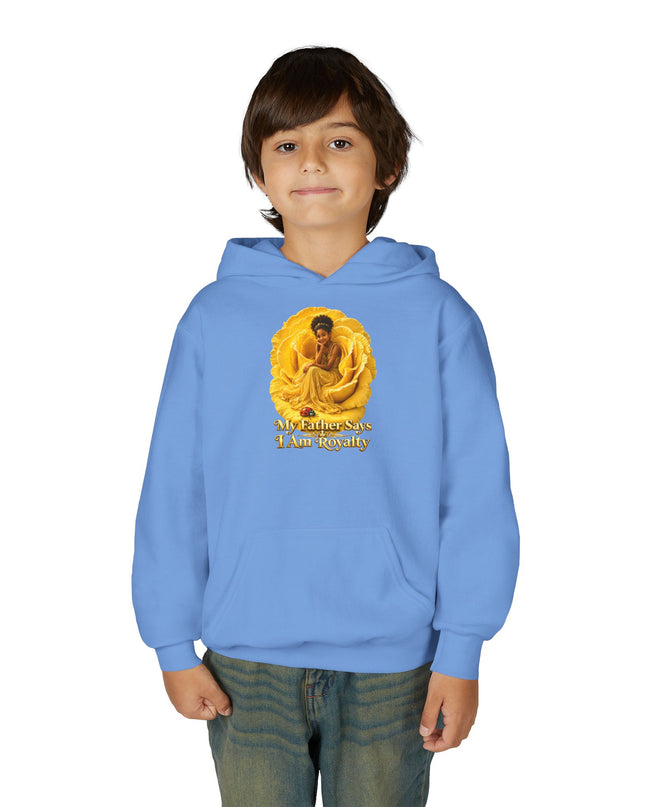"My Father Says I am Royalty" Youth Heavy Blend Hooded Sweatshirt