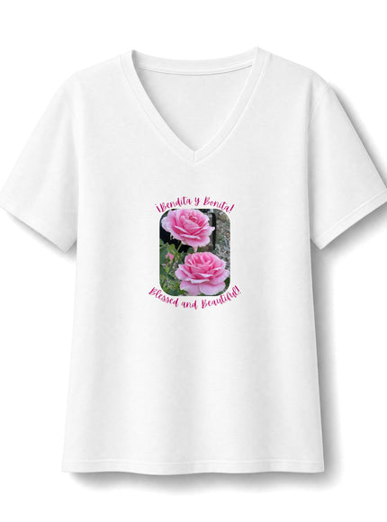"Bendita y Bonita" Women's Relaxed Jersey Short Sleeve V-Neck Tee