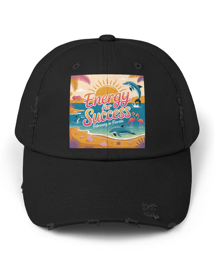 "February in Florida, Energy for Success" Unisex Distressed Cap